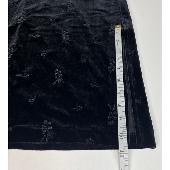 Molly Malloy Petite Vintage Black Velvet Maxi Dress Mock Neck Asian Floral Sz 8 - Picture 15 of 16